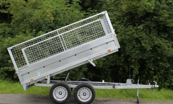 Rimorchio ribaltabile a doppio asse Leader 39560, dimensioni utili: 253 x 147 x 30 cm