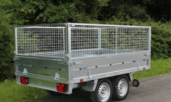 Rimorchio ribaltabile a doppio asse Leader 39560, dimensioni utili: 253 x 147 x 30 cm